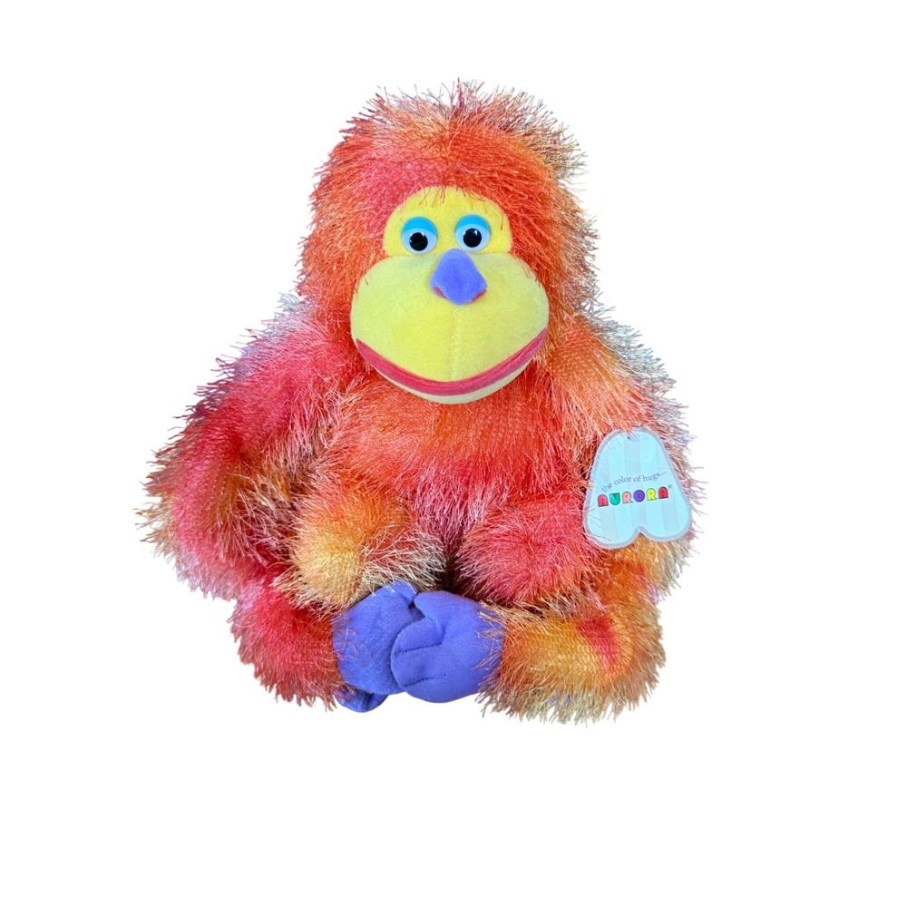 NWT‎ VTG Aurora BONKERS Orange Tie Dye Furry Hanging Monkey Huggable plush 12"